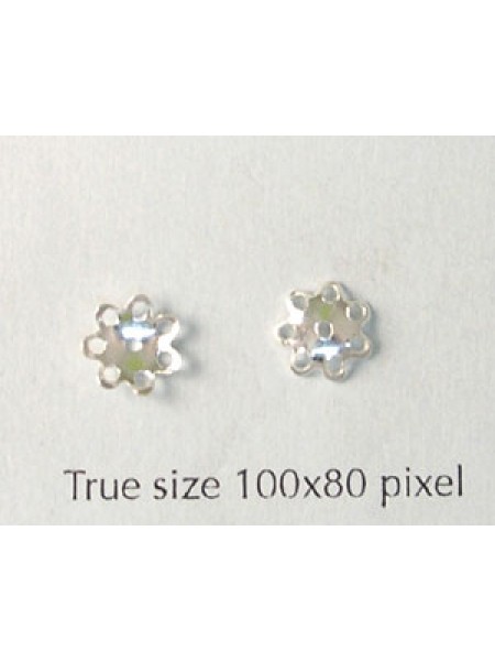 St.Silver Bead Cap 6.5mm Flower