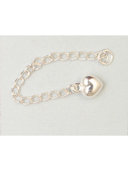 St.Silver Extension Chain w/Puffed Heart