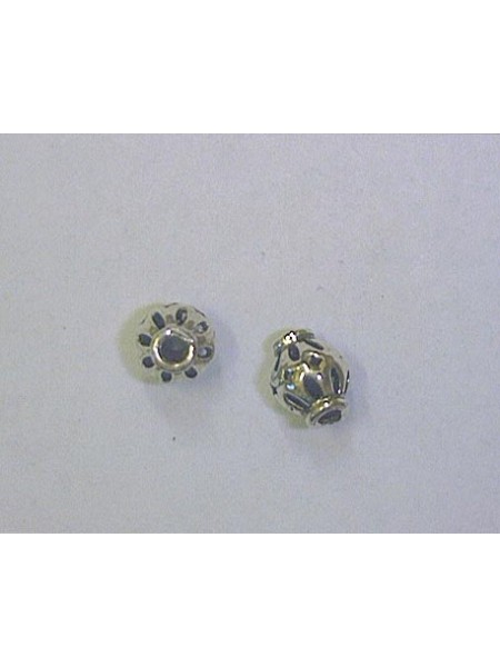 St. Silver Floral Bead 7x7.5mm ~0.5gram