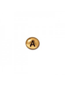 Letter A Bead  Oval 5x7mm Antique Gold