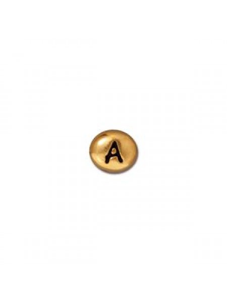 Letter A Bead  Oval 5x7mm Antique Gold