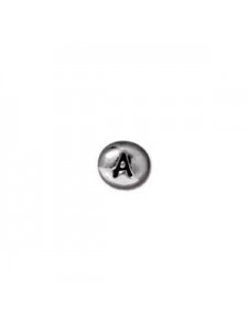 Letter A Bead  Oval 5x7mm Antiqu Rhodium