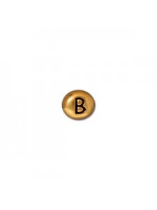 Letter B Bead  Oval 5x7mm Antique Gold