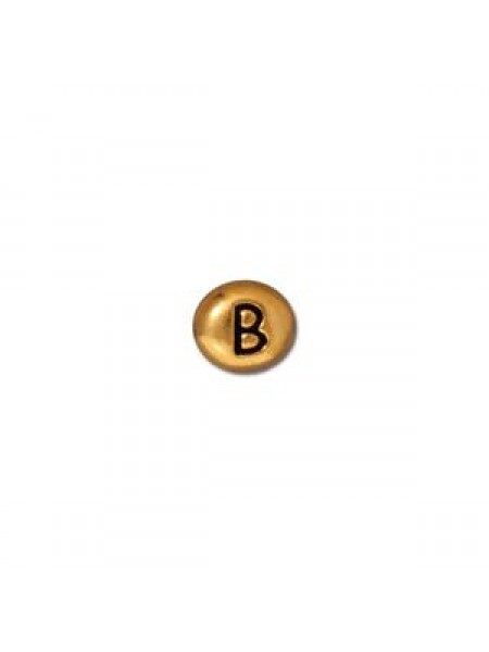 Letter B Bead  Oval 5x7mm Antique Gold