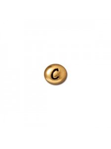 Letter C Bead  Oval 5x7mm Antique Gold