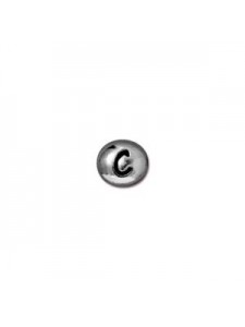 Letter C Bead Oval 5x7mm Antiqu Rhodium