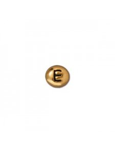 Letter E Bead  Oval 5x7mm Antique Gold