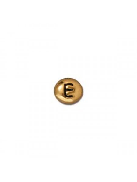 Letter E Bead  Oval 5x7mm Antique Gold