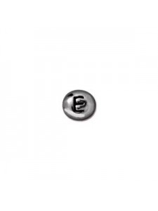 Letter E Bead  Oval 5x7mm Antiqu Rhodium