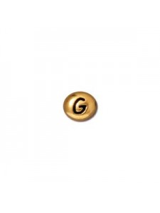 Letter G Bead  Oval 5x7mm Antique Gold