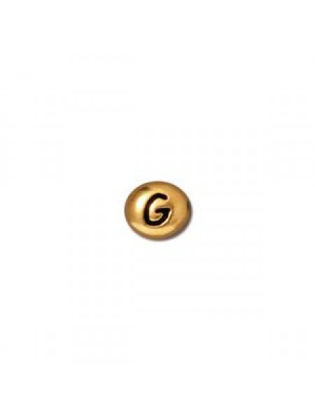 Letter G Bead  Oval 5x7mm Antique Gold