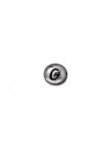 Letter G Bead  Oval 5x7mm Antiqu Rhodium