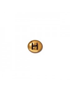 Letter H Bead  Oval 5x7mm Antique Gold