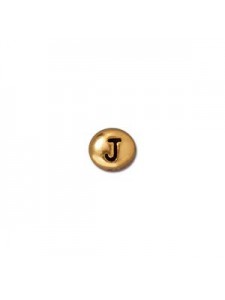 Letter J Bead  Oval 5x7mm Antique Gold