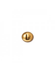 Letter L Bead Oval 5x7mm Antique Gold