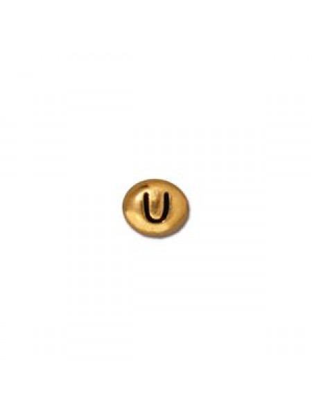 Letter U Bead Oval 5x7mm Antique Gold
