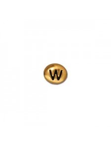 Letter W Bead  Oval 5x7mm Antique Gold