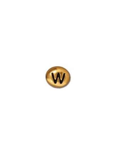 Letter W Bead  Oval 5x7mm Antique Gold