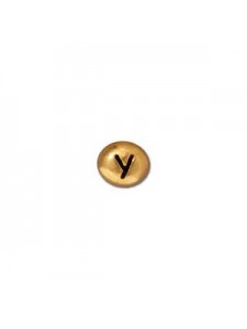 Letter Y Bead  Oval 5x7mm Antique Gold