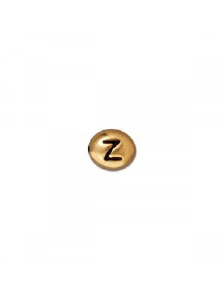 Letter Z Bead  Oval 5x7mm Antique Gold