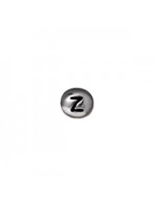 Letter Z Bead  Oval 5x7mm Antiqu Rhodium