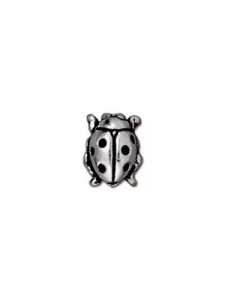 Lady Bug Bead  Antique Silver