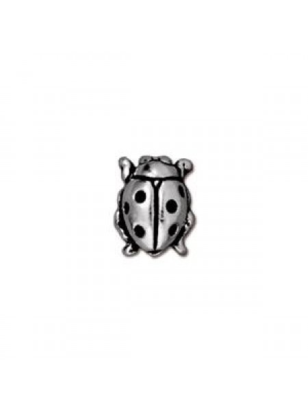 Lady Bug Bead Antique Silver