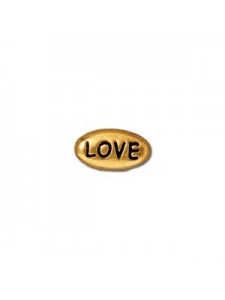 Word Bead Love 11x6x3.5mm Antique Gold
