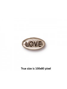 Word Bead Love 11x6x3.5mm Antiq Silver