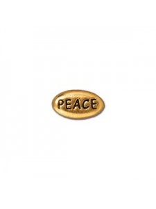 Word Bead Peace 11x6x3.5mm Gold plated