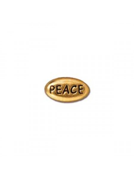Word Bead Peace 11x6x3.5mm Gold plated