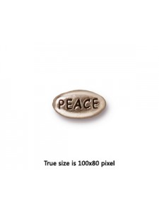 Word Bead Peace 11x6x3.5mm Antiq Silver