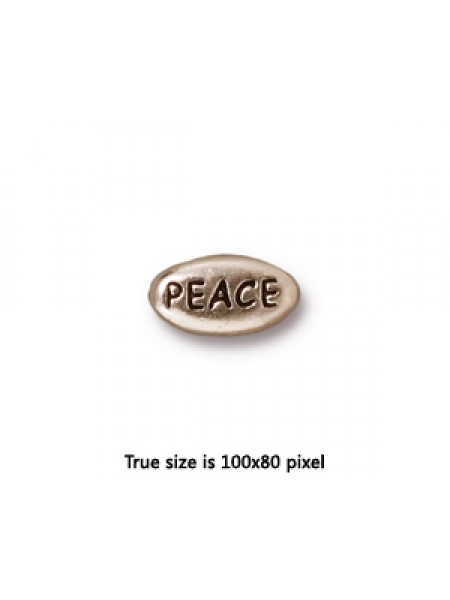 Word Bead Peace 11x6x3.5mm Antiq Silver