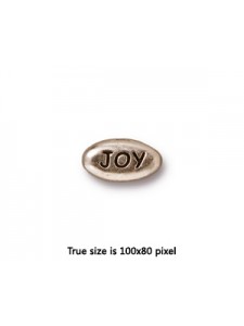 Word Bead Joy 11x6x3.5mm Antiq Silver