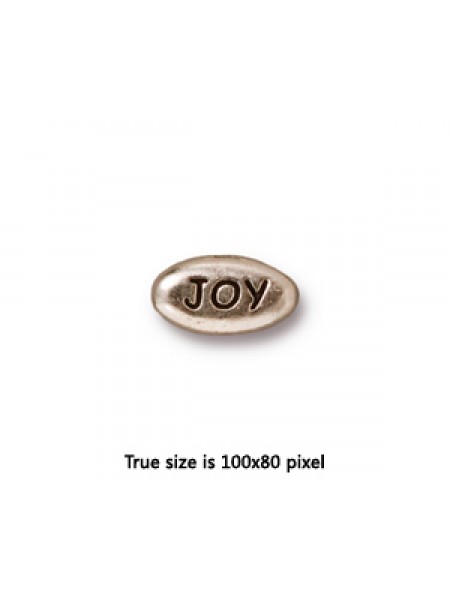 Word Bead Joy 11x6x3.5mm Antiq Silver