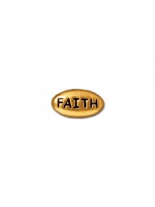 Word Bead Faith 11x6x3.5mm Antique Gold