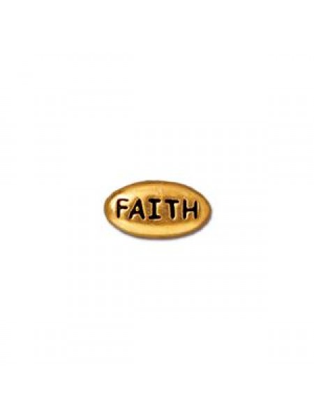 Word Bead Faith 11x6x3.5mm Antique Gold