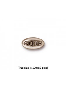 Word Bead Faith 11x6x3.5mm Antiq Silver