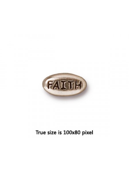 Word Bead Faith 11x6x3.5mm Antiq Silver