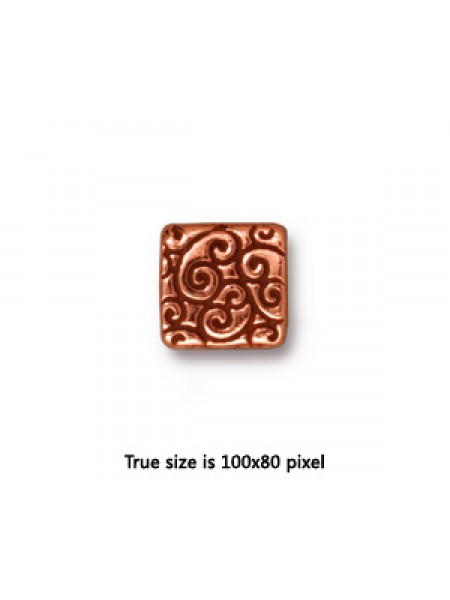 Bead Square Scroll 9x3.5mm Antiq Copper