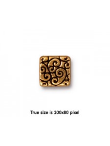 Bead Square Scroll 9x3.5mm Antique Gold