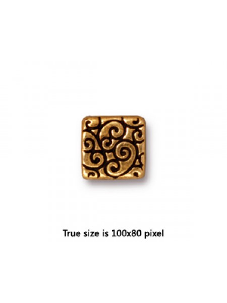 Bead Square Scroll 9x3.5mm Antique Gold