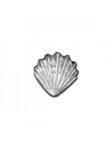 Bead Large Shell 13x13mm Rhodium plate