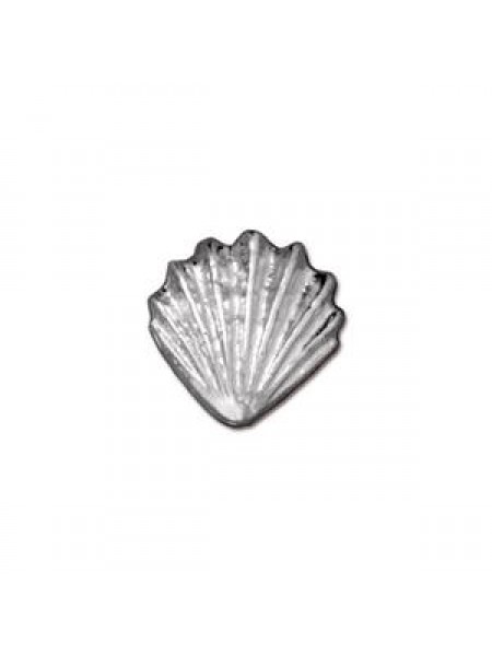 Bead Large Shell 13x13mm Rhodium plate