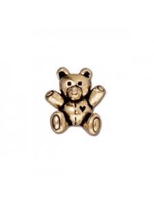 Bead Teddy Bear  13mm Gold plated