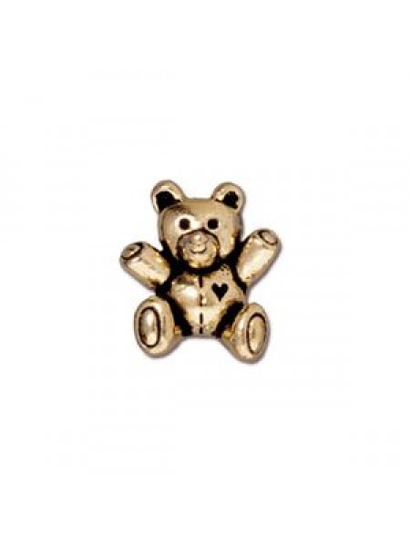 Bead Teddy Bear  13mm Gold plated