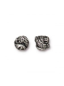 Bead 8mm Dragon Design Antique Silver