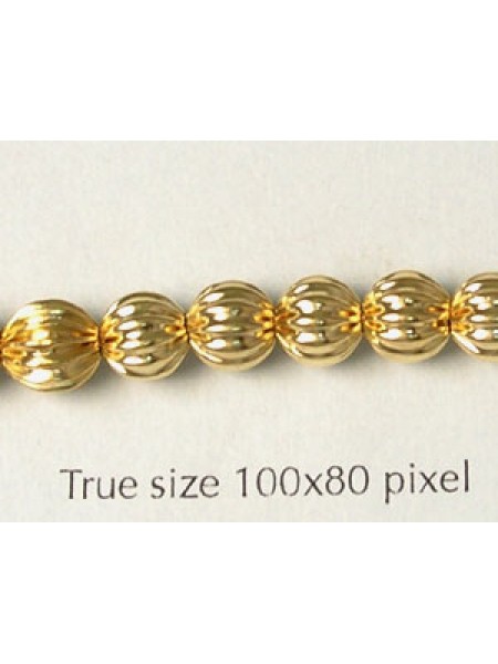 Corrugated Bead 6mm Gold Plated