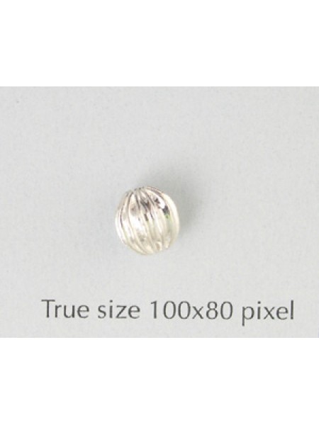 Corrugated Bead 8mm Silver Plated