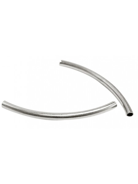 Curved Tube 50x3mm H2.5mm Silver plated